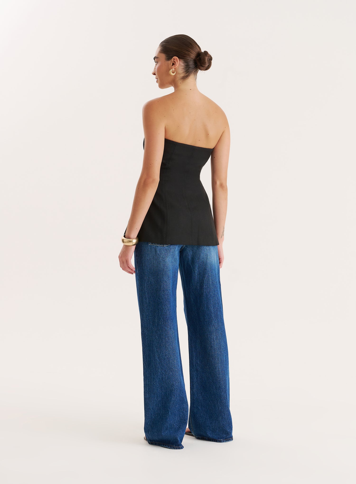 Black Tailored Bandeau Top